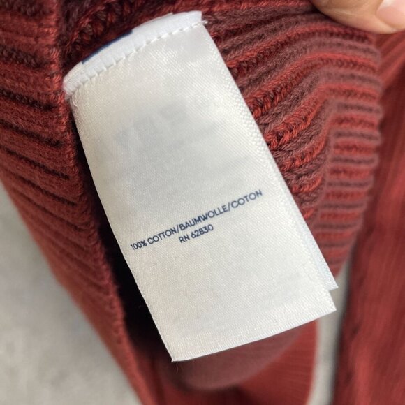 NEW Lands’ End Men’s M Ribbed Knit Sweater Mock neck Red Rust 100% Cotton - Picture 6 of 8